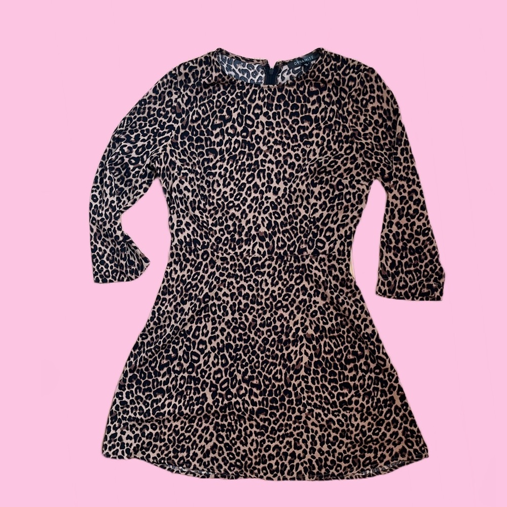 DYNAMITE skater style long sleeved leopard dress​